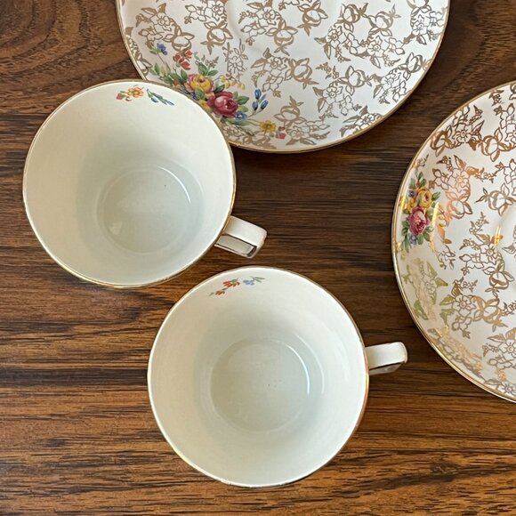 Lord Nelson Ware Ironstone Tea Set 2 Teacups + 2 Saucers 2528 Rose Time - Picture 12 of 15